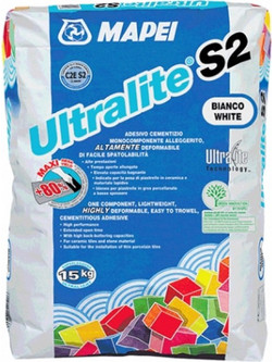 Κόλλα πλακιδίων λευκή Ultralite S2 Flex (LD)15KG MAPEI