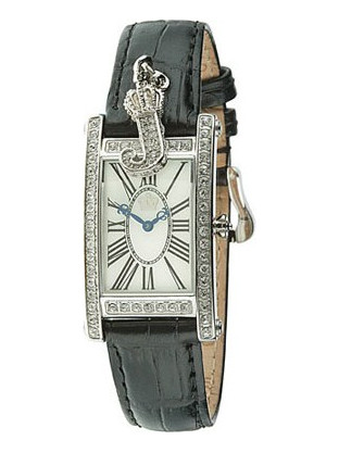 Juicy Couture Royal Pave Γυναικείο Ρολόι με Μαύρο Δερμάτινο Λουράκι 1900094