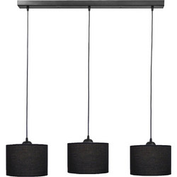 Heronia Lighting ΗΚ-03 Κρεμαστό Φωτιστικό Οροφής Ράγα Τρίφωτο E27 Μαύρο 14-0154