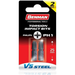 Benman Σετ Μύτες PH 1x25mm 74928 2τμχ 5204396749283