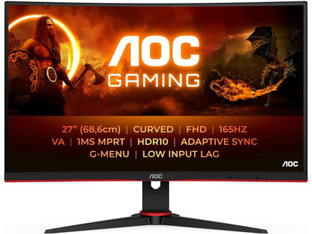 AOC C27G2E VA Curved Gaming Monitor 27" 1920x1080 FHD 165Hz 1ms