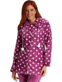 Lydia Creations Σετ Γυναικείες Πιτζάμες Χειμωνιάτικες Fleece Μωβ 23582