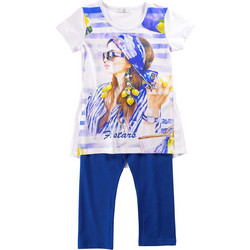 Funky Παιδικό Σετ για Κορίτσι Καλοκαιρινό Λευκό Royal Blue 120-519123-1