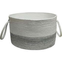 Καλάθι Πλεκτό ΚΟΜΒΟΣ 100% Βαμβάκι White - Grey 25x25x40