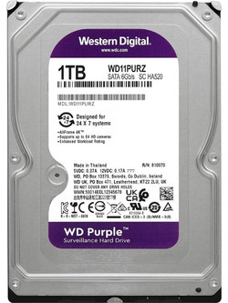 Western Digital Purple 1TB HDD Σκληρός Δίσκος 3.5" Sata 3 5400rpm με 64MB Cache WD11PURZ