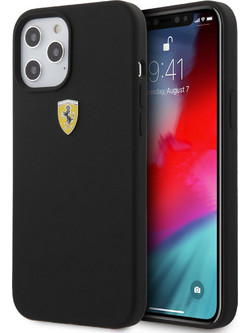 Ferrari On Track Collection Back Cover with Microfiber Black (iPhone 12 Pro Max)