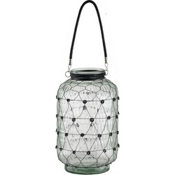 Artekko Clear Βάζο/Φανάρι Διάφανο Γυάλινο με Μεταλλικό Πλέγμα (22x22x38)cm Διάφανο