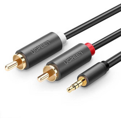 Ugreen Καλώδιο AV102 Jack 3.5mm Male to 2 RCA Male Audio Cable 3m - Μαύρο (10512)