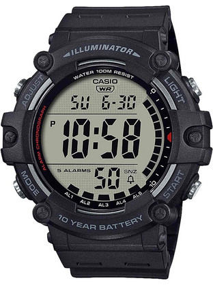 Casio Standard Ψηφιακό Ανδρικό Ρολόι Χρονογράφος με Μαύρο Καουτσούκ Λουράκι AE-1500WH-1AVEF