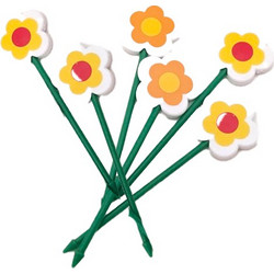 Flower Food Picks 6 τεμάχια (διάφορα σχέδια και χρώματα - τυχαία επιλογή)