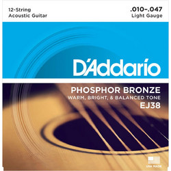 D'Addario EJ38 Σετ 12 Χορδές Ακουστικής Κιθάρας Phosphor Bronze 10-47" Light Tension