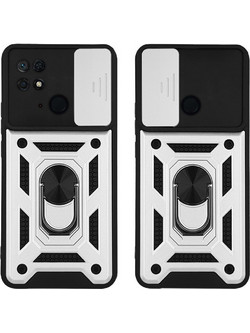Sonique Ring Armor CamPro Back Cover Silver (Xiaomi Redmi 10C)