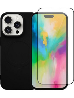 Redshield iPhone 16 Pro Max Silicone Case with MagSafe & Tempered Glass Black Σετ - Θήκη Κινητου & Προστατευτικό Οθόνης
