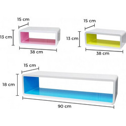 Σετ 3 Ορθογώνια Ράφια Τοίχου με 3D Εφέ MWS1819