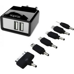 Approx USBWALL21B Φορτιστής Χωρίς Καλώδιο με 2 Θύρες USB-A Black
