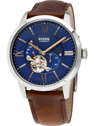 Fossil Townsman Ανδρικό Ρολόι Αυτόματο με Καφέ Δερμάτινο Λουράκι ME3110