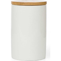 Coincasa πορσελάνινο δοχείο αποθήκευσης με καπάκι bamboo 11 cm - 006534771 Λευκό