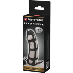 Pretty Love Stretchy Soft Silicone Sleeve Κάλυμμα Επιμήκυνσης Πέους Μαύρο