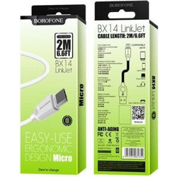 Borofone Regular USB 2.0 to micro USB Cable Λευκό 2m (BX14)