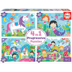 Παιδικό Puzzle Educa Fantasy Friends 4 In 1 20 + 40 + 60 + 80 Κομμάτια