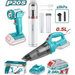 TOTAL ΣΕΤ 2 ΣΚΟΥΠΑΚΙΑ + ΦΑΚΟΣ ΜΠΑΤ. Li-ion 20V / 2Ah / 1 ΜΠΑΤΑΡΙΑ (TOSLI20668E)