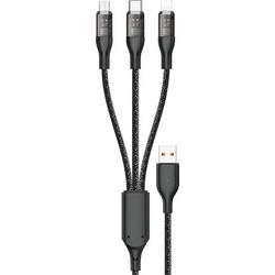 Dudao L22X καλώδιο γρήγορης φόρτισης 120W 3in1 από USB σε USB-C / microUSB / Lightning -1m ασημί