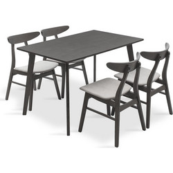 Tραπεζαρία Benson - Orlean σετ 5τμχ rustic grey-ύφασμα γκρι 120x75x75εκ