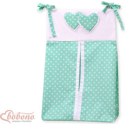 Diaper bag- Hanging Hearts white dots on mint