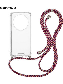 Sonique Armor Clear Θήκη με Κορδόνι (Honor Magic6 Lite 5G) Rainbow Μπορντό