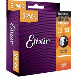 Elixir Strings 16545 Σετ 6 Χορδές Ακουστικής Κιθάρας Phosphor Bronze 12-53"