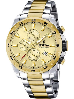 Festina Ανδρικό Ρολόι Χρονογράφος με Χρυσό Μεταλλικό Μπρασελέ F20562/1