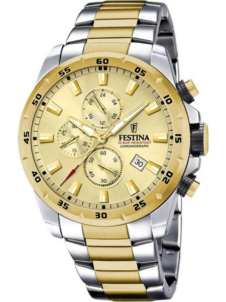 Festina Ανδρικό Ρολόι Χρονογράφος με Χρυσό Μεταλλικό Μπρασελέ F20562/1