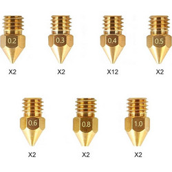 CREALITY MK8 Nozzles Kit 24 pcs 0.2mm χ2, 0.3mm χ2, 0.4mm χ12, 0.5mm χ2, 0.6mm χ2, 0.8mm χ2 1.0mm χ2