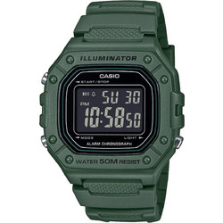 Casio Standard Ψηφιακό Ανδρικό Ρολόι Χρονογράφος με Χακί Καουτσούκ Λουράκι W-218H-3BVEF