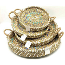 Διακοσμητικός Δίσκος Rattan Στρογγυλός 46x46x5cm 4τμχ Natural Home