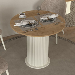 Τραπέζι Bohema Megapap χρώμα ivory - sepet oak O90x77,7εκ