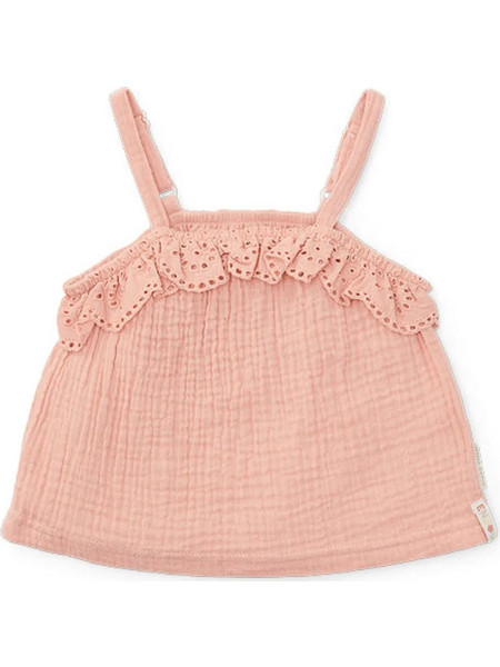 Μπλουζάκι αμάνικο από μουσελίνα Little Dutch Flower Pink (92cm.) 18-24 μηνών