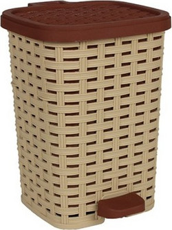 Κάδος μπάνιου πλαστικός rattan 20Χ20Χ27 εκ. μπεζ-καφέ - HP 07.16.0047