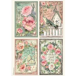 STAMPERIA ΡΙΖΟΧΑΡΤΟ DECOUPAGE A4 21X29,7CM HOUSE OF ROSES 4 CARDS