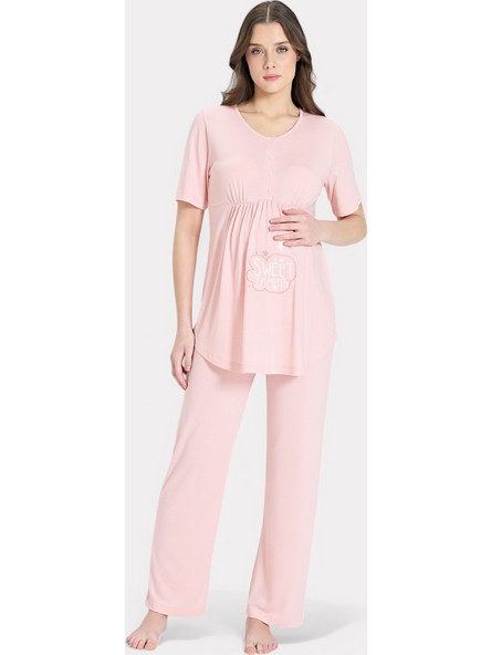 Pijadore Πιτζάμα Εγκυμοσύνης - Ροζ Baby με Τύπωμα Sweet Dreams PJDR1849-2-Ροζ