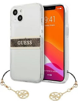 Guess 4G Brown Strap Charm Θήκη iPhone 13 mini Transparent GUHCP13SKB4GBR