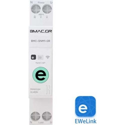 BMAC WiFi Ασφαλειοδιακόπτης 1P 63A με Ένδειξη Κατανάλωσης Ρεύματος, Συμβατό με Συσκευές Sonoff - SNM1-GR