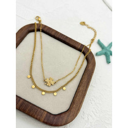 Βραχιόλι Ποδιού Gold Flower Double ΚΩΔ: AK135