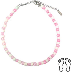 Αλυσίδα Ποδιού BlackOwl Art Pink and White