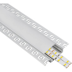 GLOBOSTAR(R) ALP-PLASTERIN GYPSO 70861-1M Χωνευτό Προφίλ Αλουμινίου Ειδικό για Γυψοσανίδα με Λευκό Γαλακτερό Πατητό Κάλυμμα για Ταινίες LED IP20 - Ασημί + Λευκό - Μ100 x Π7.8 x Υ1.4cm 70861-1M