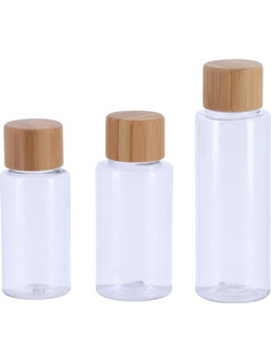 Μπουκάλια πλαστ.Bamboo καπάκι σετ 3τεμ.Φ5 Η15,3cm - Plastona