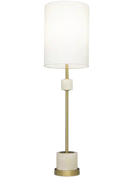 Επιτραπέζιο Φωτιστικό BARI T01040BR-WH Αλαβάστρινο Brushed Brass 77.5 εκ Άσπρο Ορείχαλκος