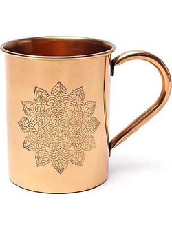 Copper Mug Χάλκινη Κούπα με χαραγμένο σχέδιο Mandala 450ml