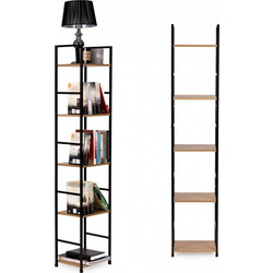 Μοντέρνο ξύλινο ράφι, μεταλλικός σκελετός LOFT, 5 ράφια