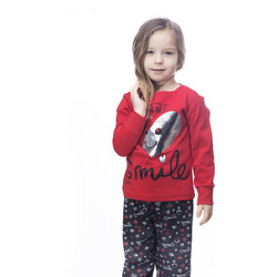 Galaxy Baby Smile Παιδική Πιτζάμα Βαμβακερή Χειμωνιάτικη Κόκκινη Navy Μπλε 116-22